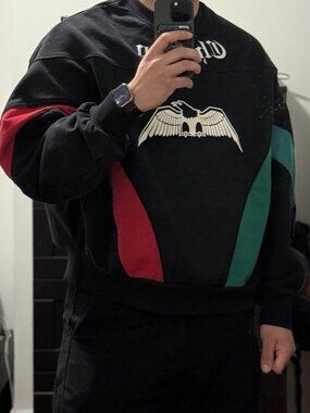 Willy Chavarria Size Medium (M) Men's Black Graphic Jacket with Eagle Logo and C